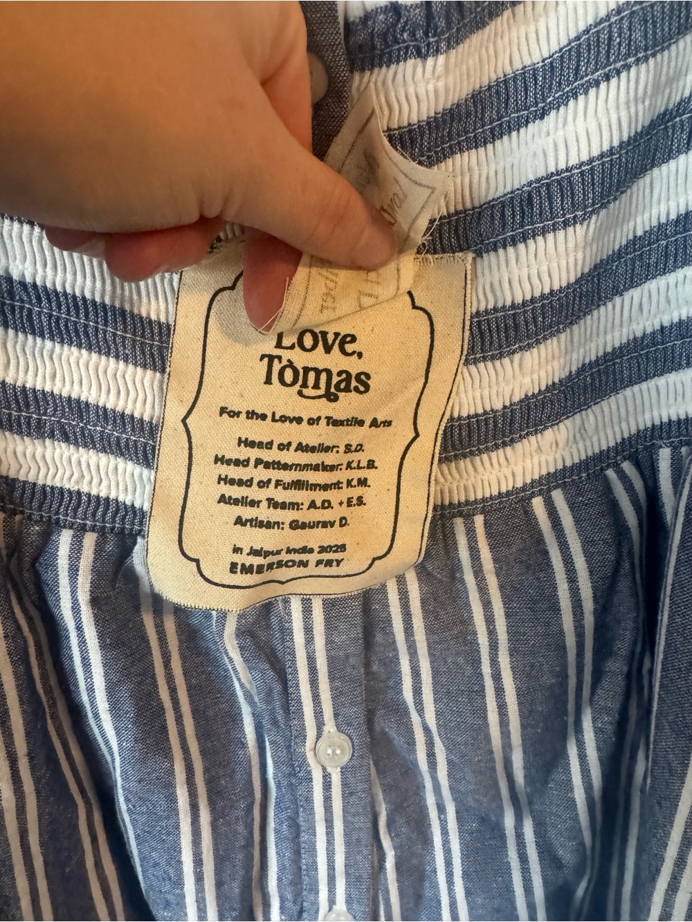 Emerson Frye x Love Tomas Blue and White Midi Dress NWT - Picture 6 of 9